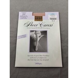 Sheer Caress Sheerest Support Pantyhose‎ Oatmeal 40 Long Control Top Reinforced